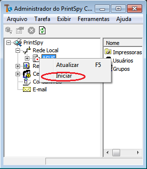 Inicie o serviço PrintSpy