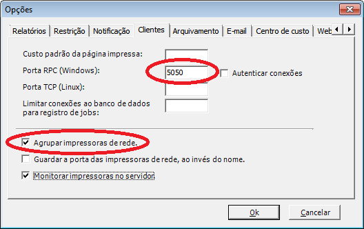 Opções Cliente