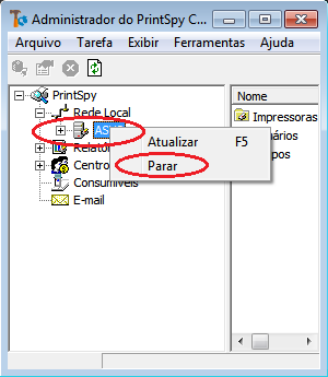 Pare o serviço PrintSpy