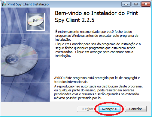 Bem-vindo ao Instalador do PrintSpy Client