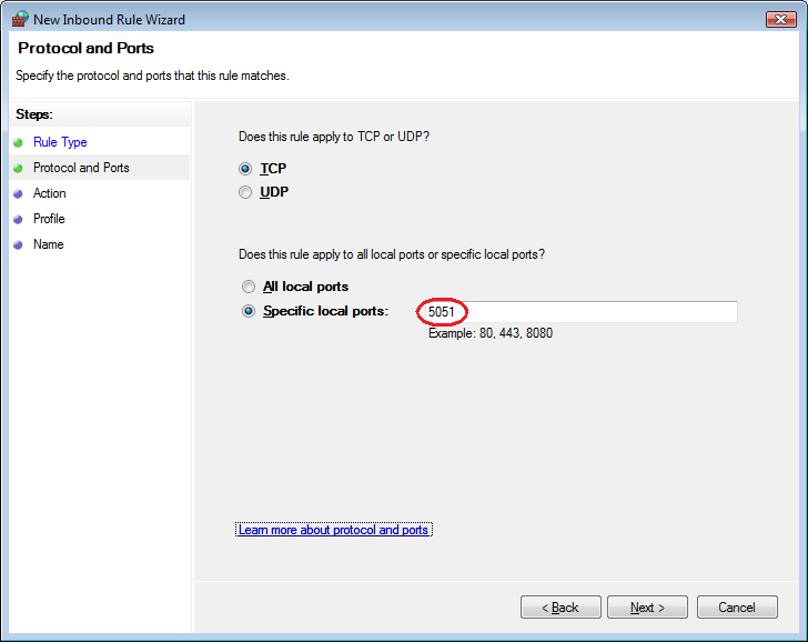 Informe o número da porta