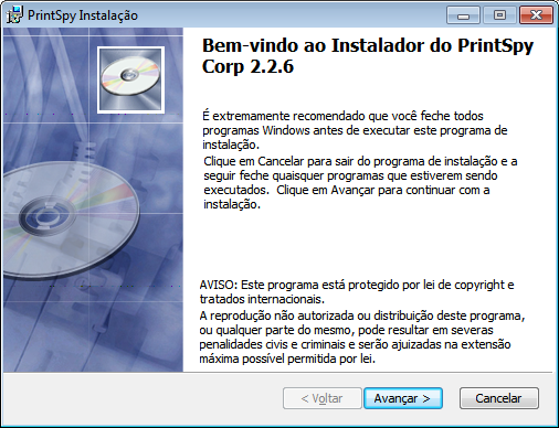 Bem-vindo ao Instalador do PrintSpy Corp