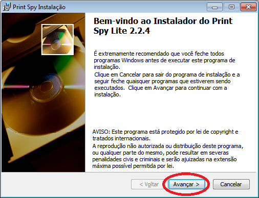 Bem-vindo ao Instalador do PrintSpy Lite