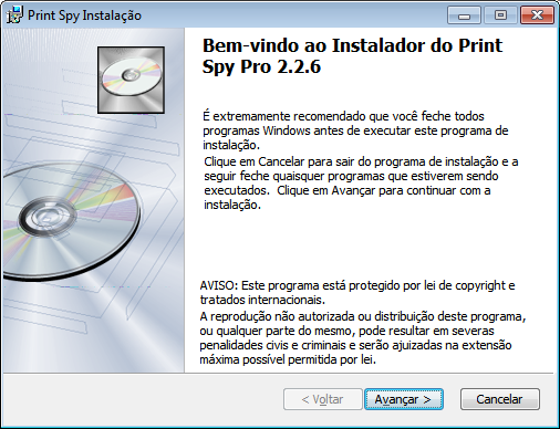 Bem-vindo ao Instalador do PrintSpy Pro