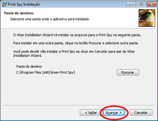 Escolha a Pasta de Instalação