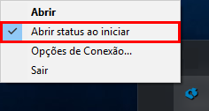 Menu 'abrir status ao iniciar'