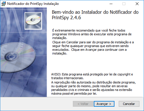 Bem-vindo ao Instalador do Notificador do PrintSpy