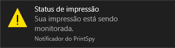 Exemplo de balão de notificação com aviso a cada impressão