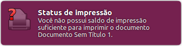 Exemplo de popup informando restrição de impressão no desktop Unity