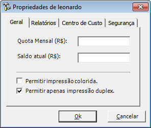 Configuração para restringir impressão colorida e/ou duplex de um usuário selecionado