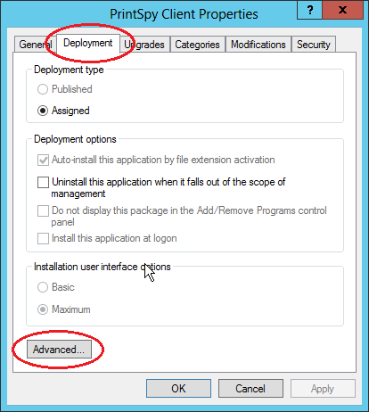 botão Avançado na aba Distribuição
